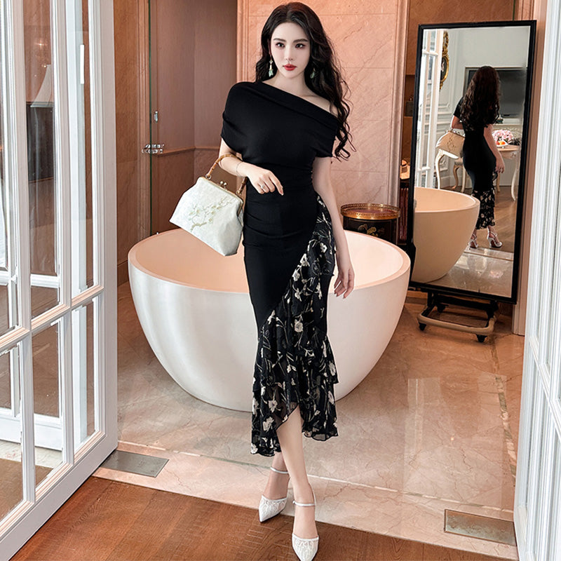 2wayショルダーシックフラワーワンピース