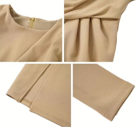 【即納】アシメドレープサイドスリットペンシルワンピース