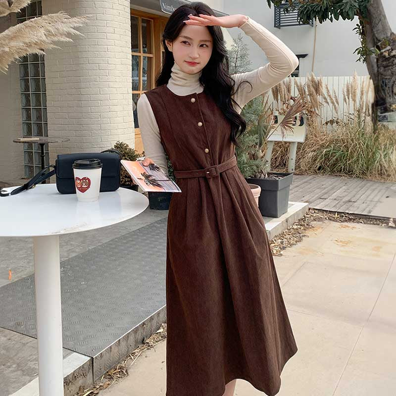 コーデュロイレトロワンピース