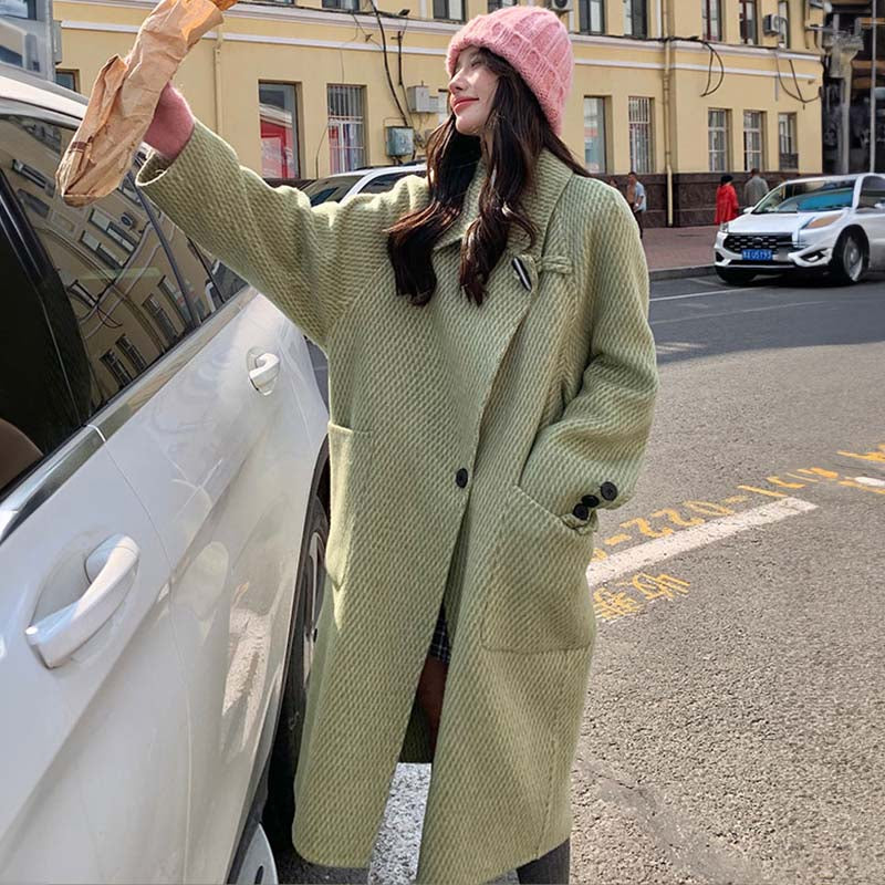 ラグランスリーブロング丈ウールコート