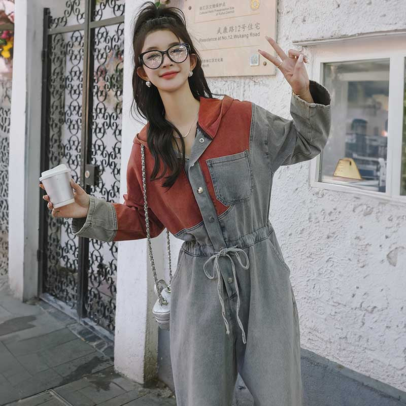 ダメージデニムオールインワン