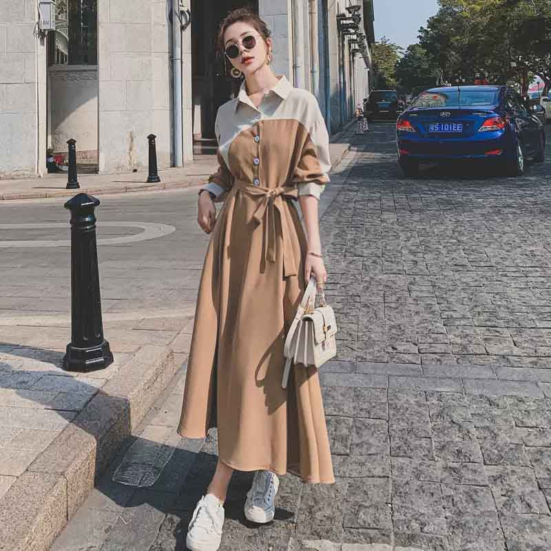 ウエストリボンバイカラーワンピース