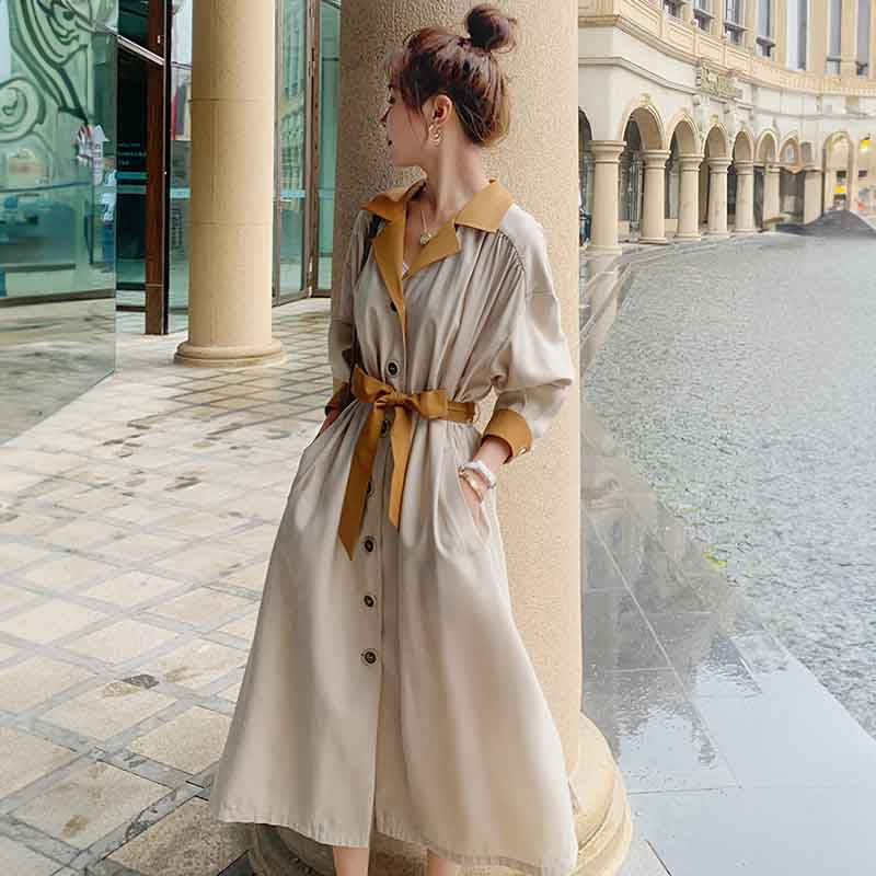 バイカラーシャツワンピース