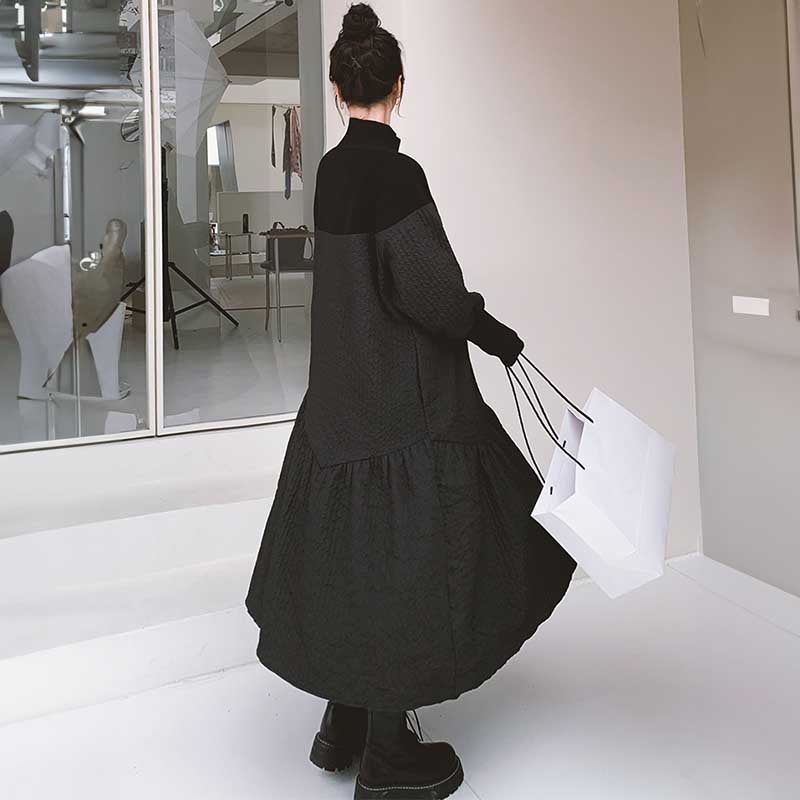 異素材MIXハイネックボリュームワンピース