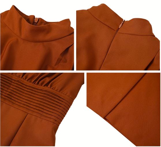 ブローチ付きウエストコンシャスワンピース