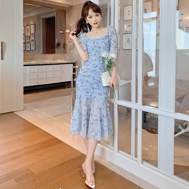 ライトブルーマーメイドワンピース