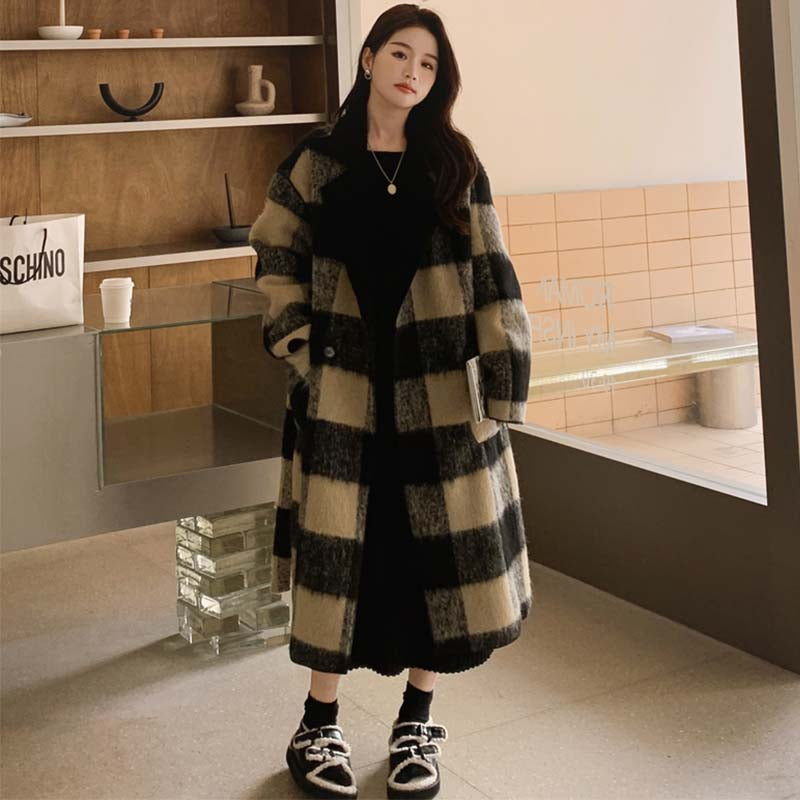 リバーシブルブラックチェックコート