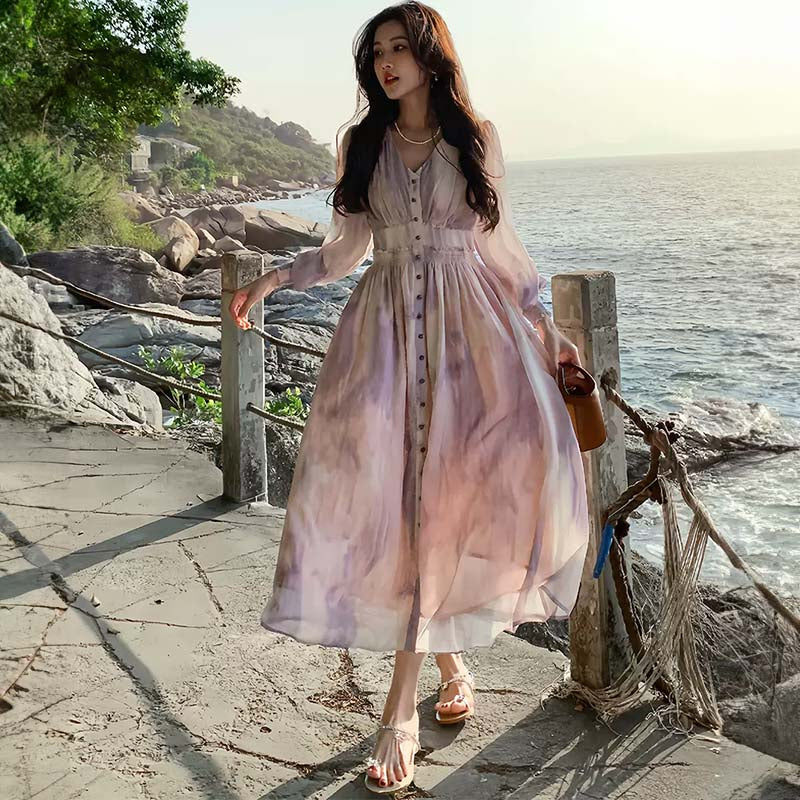 マーブルシフォンワンピース