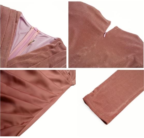 カシュクールベロアトップコンビタック入りワンピース