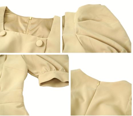 フロントボタンパワーショルダータイトワンピース(2colors)