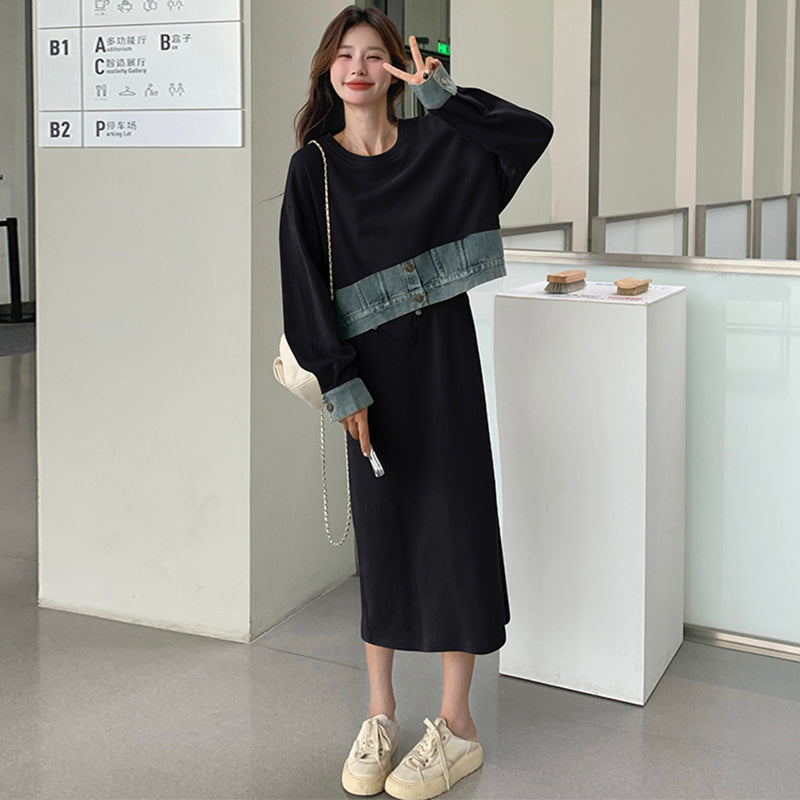 セットアップ風スウェットワンピース(2colors)