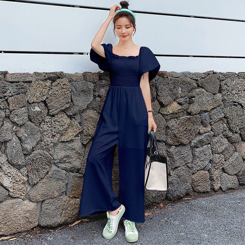 スクエアネックワイドロンパース(4colors)