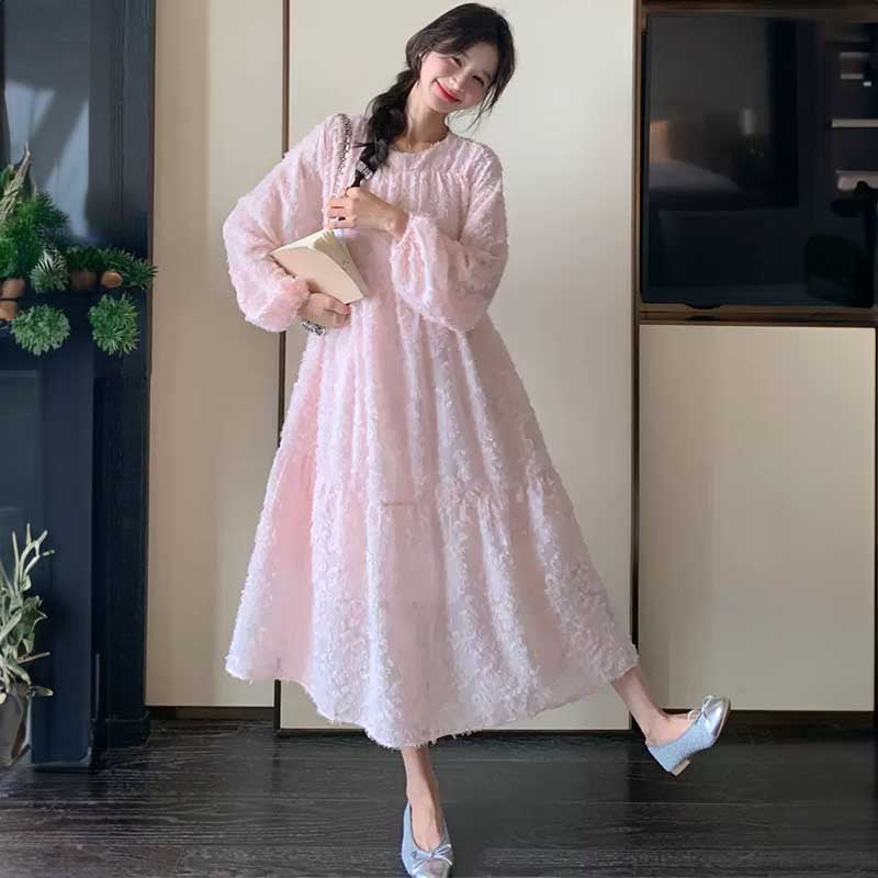 フラワージャガードワンピース(2colors)