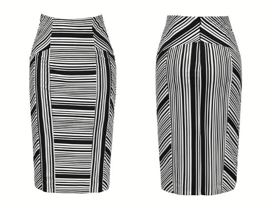 【即納】カシュクールペプラムノースリーブブラウス×ストライプパネルタイトスカート