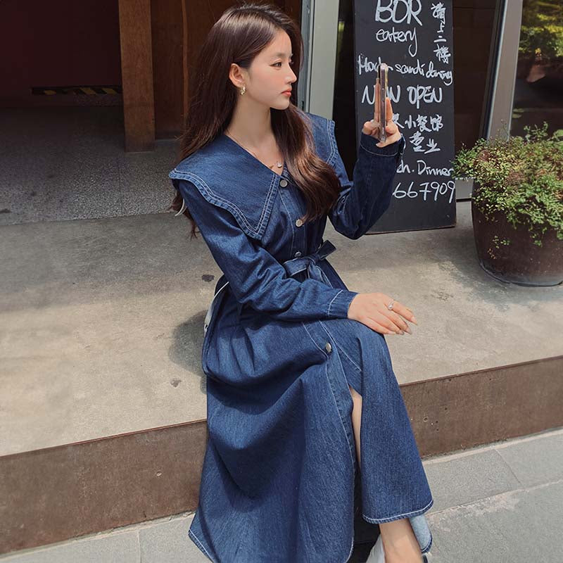 ビッグカラーデニムワンピース