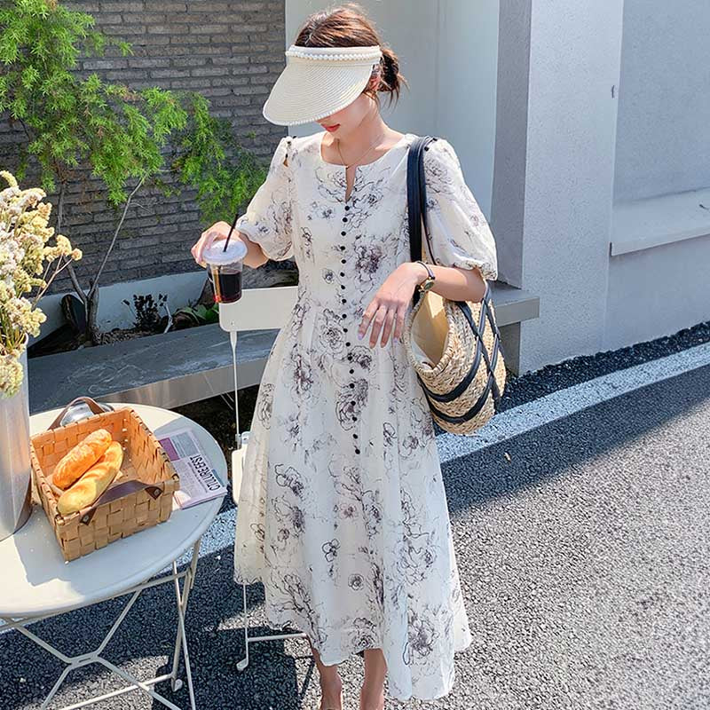 2wayショルダーフラワーワンピース