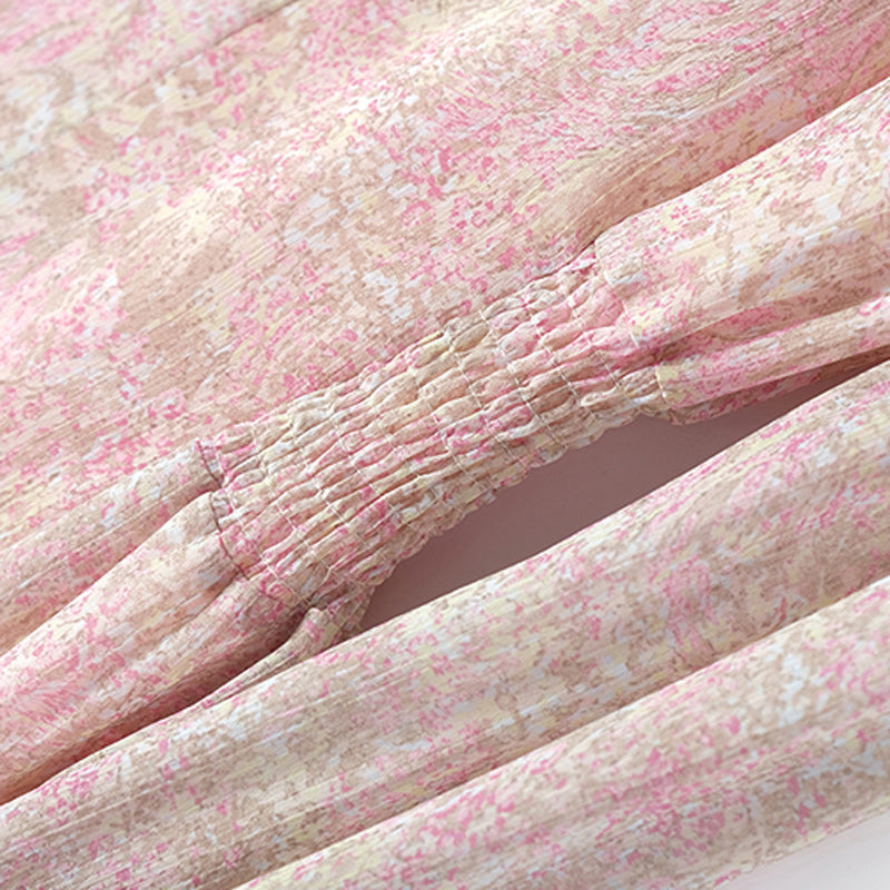 レトロシフォン花柄ワンピース(2colors)