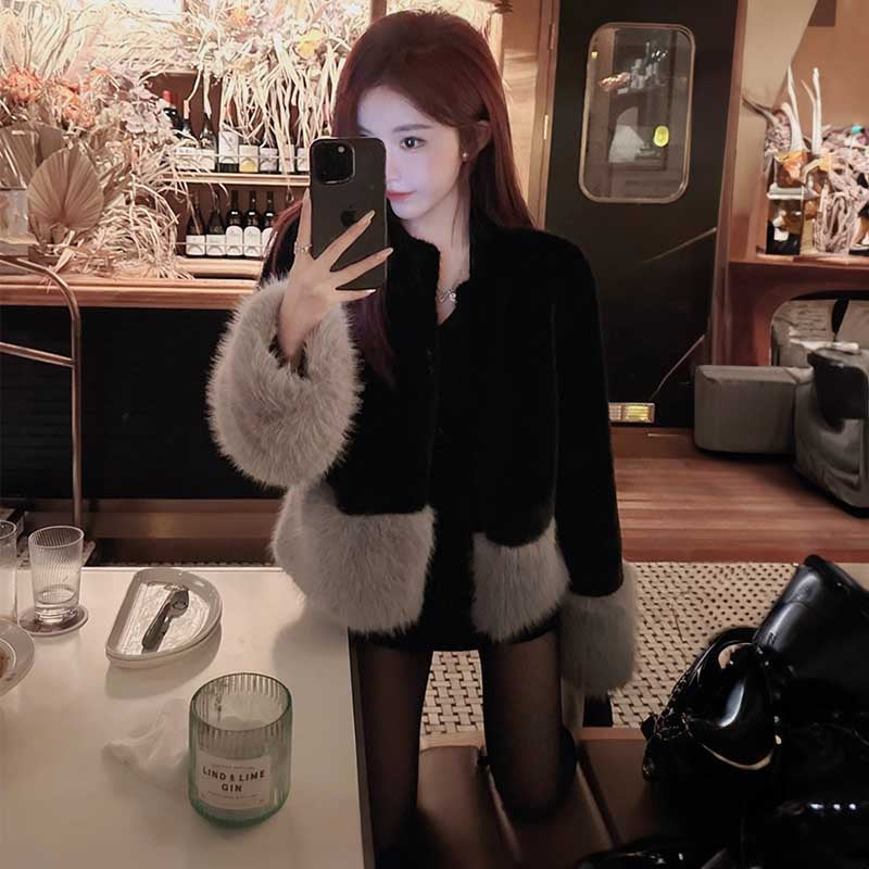 ショート丈ツートンファーコート