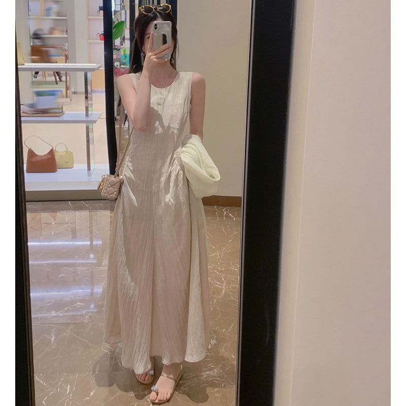 バッククロスワッシャーノースリーブマキシワンピース