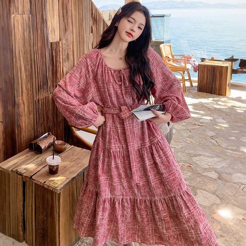 レトロチェックワンピース