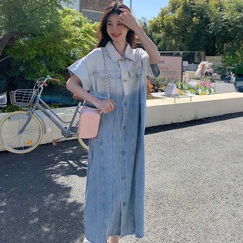 ツートンデニムシャツワンピース