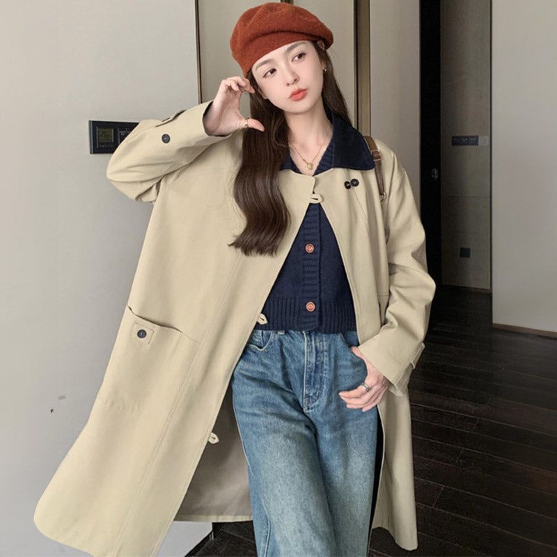 バイカラーステンカラーロングコート