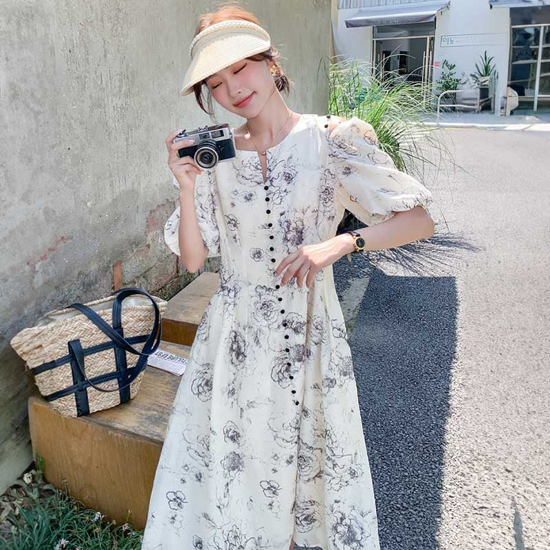 2wayショルダーフラワーワンピース