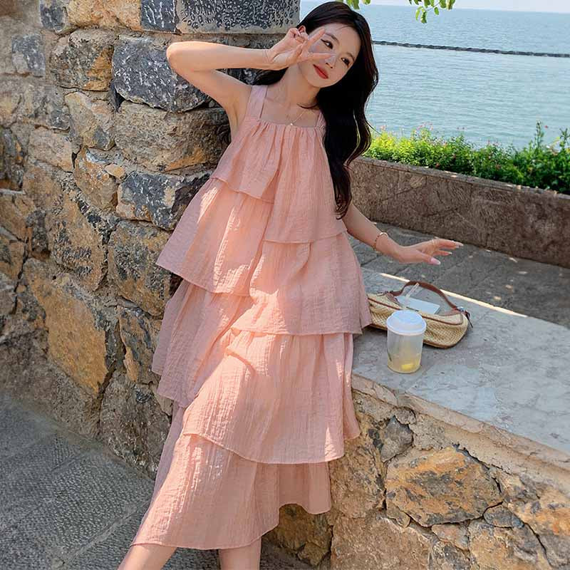 ノースリーブレイヤードフリルワンピース