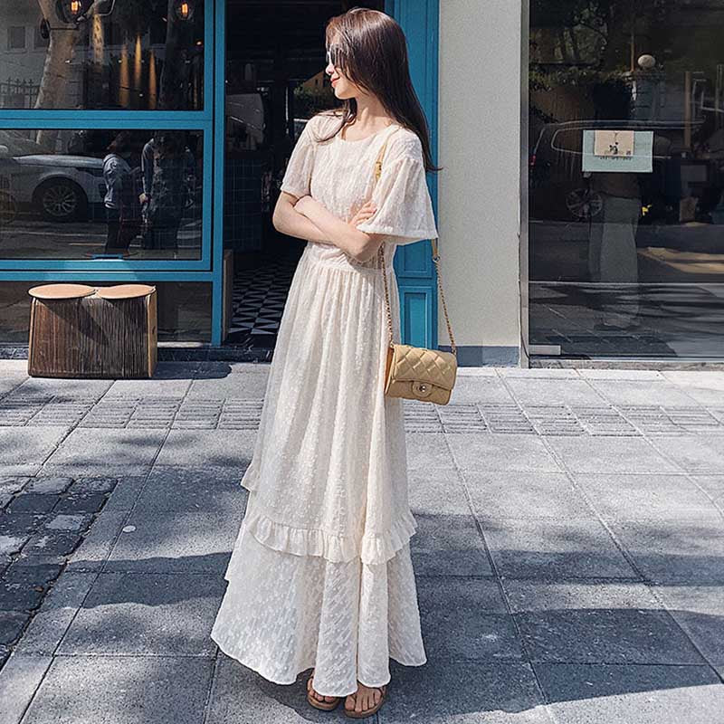 フレア袖レトロワンピース