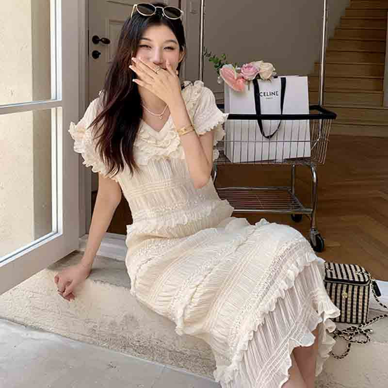 【即納】フリンジティアードワンピース