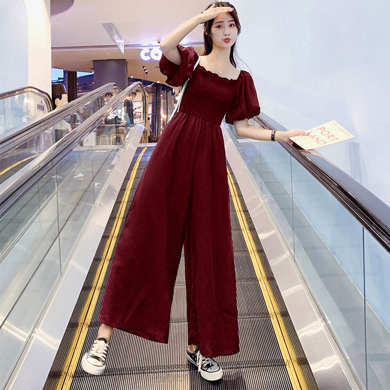 スクエアネックワイドロンパース(4colors)