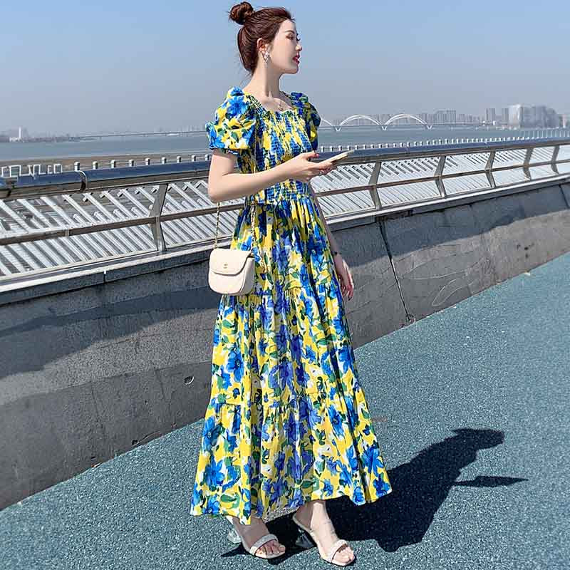 花柄ロング丈ワンピース