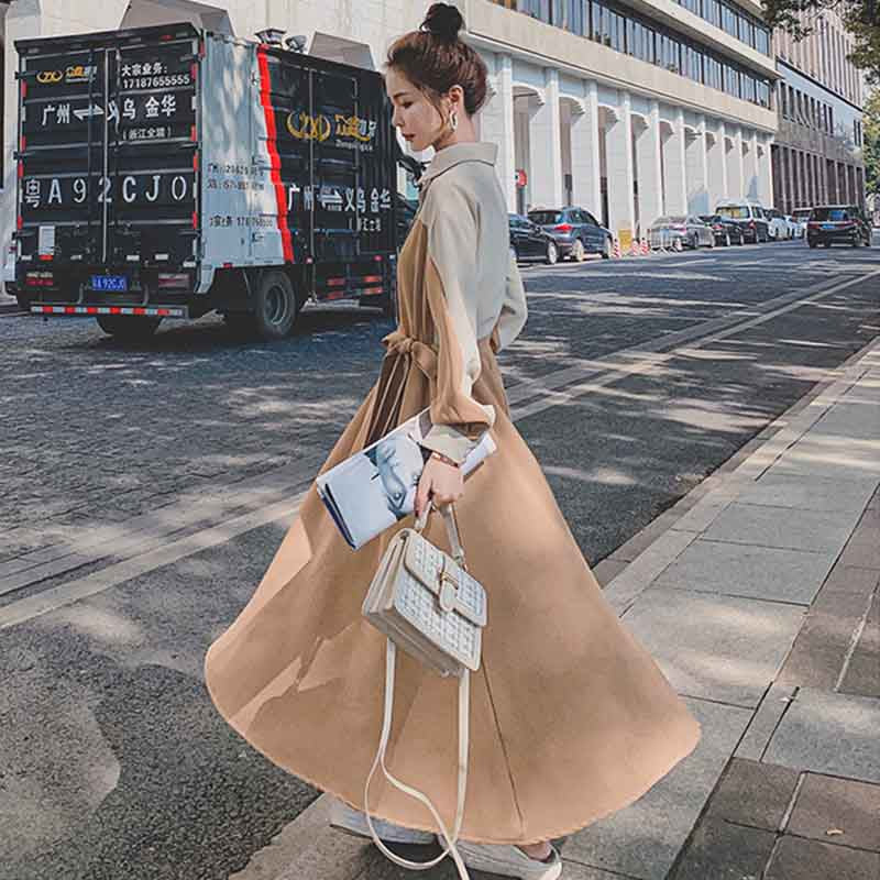 ウエストリボンバイカラーワンピース