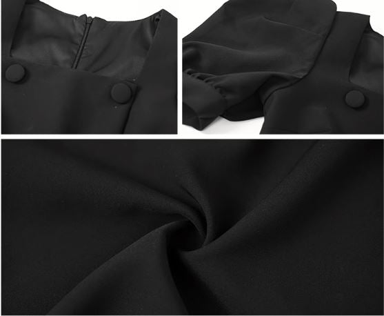 パワーショルダースクエアネックタイトワンピース(2colors)