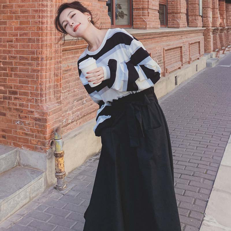 カジュアルボーダートップワンピース