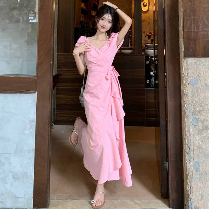 カシュクールフリルワンピース(2colors)