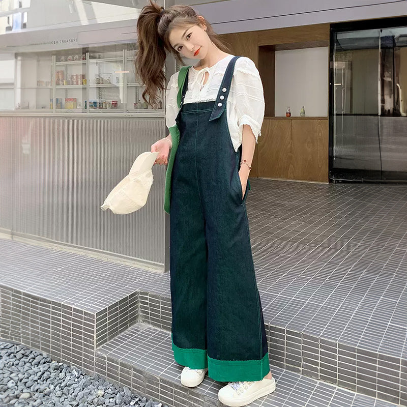 グリーンワークデニムサロペット
