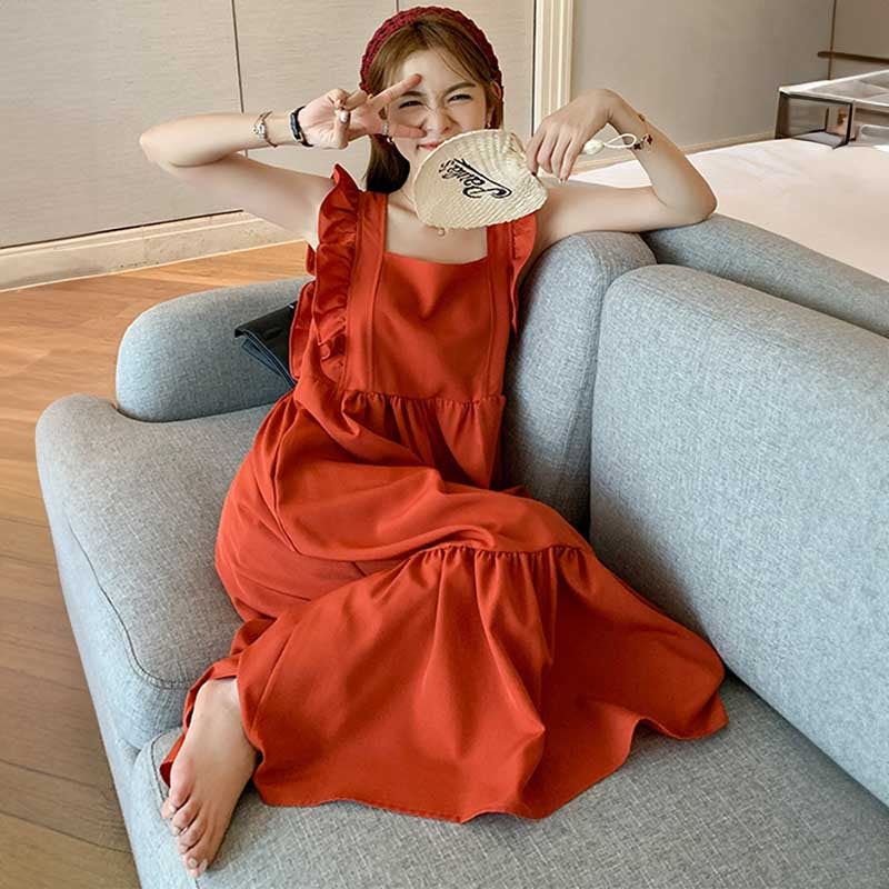 バックオープンフリルスリーブワンピース