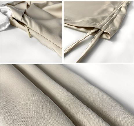 Tシャツコンビサテンサイドドローストリングワンピース