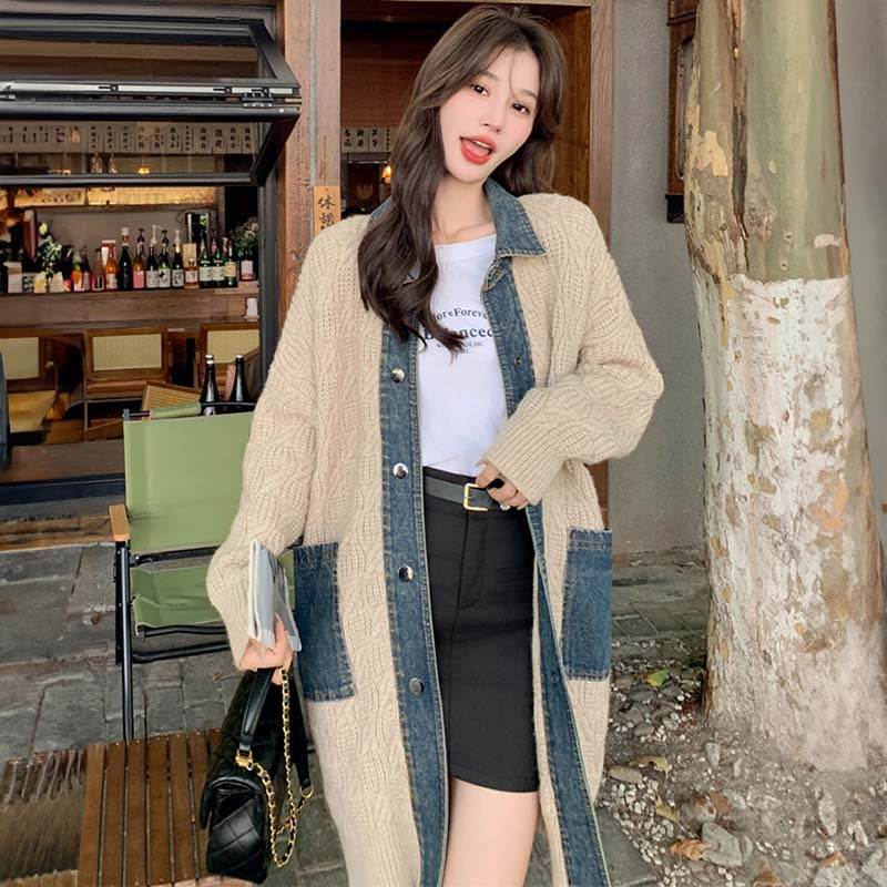 デニムMIXカラーニットコーディガン