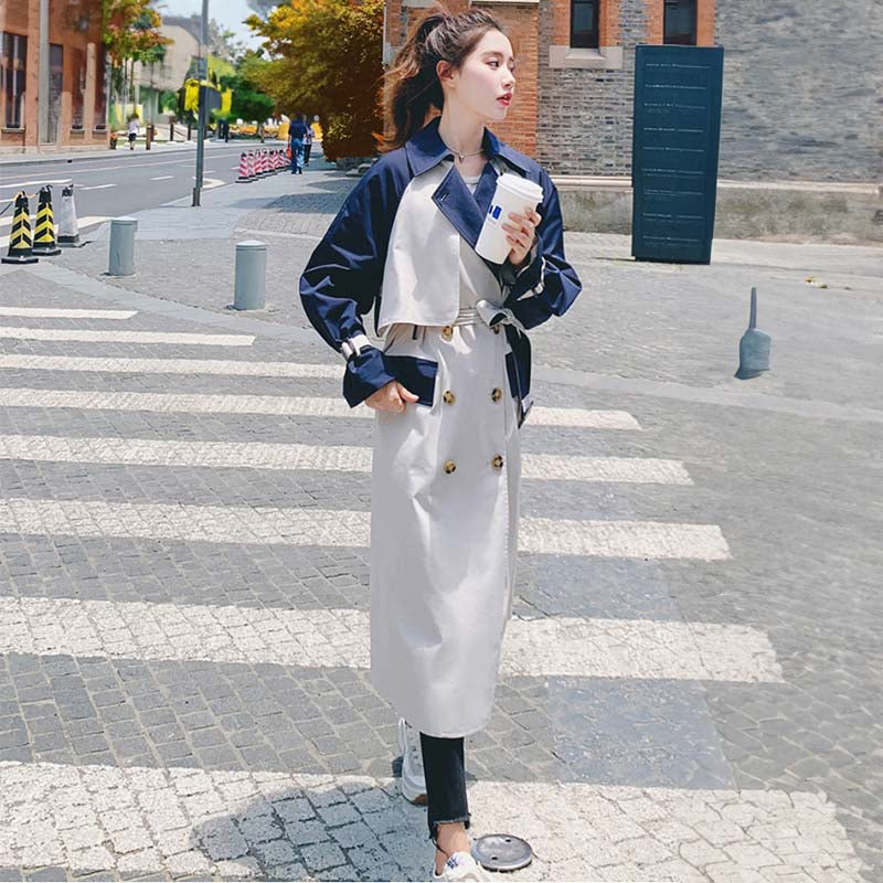 バイカラーミディアム丈トレンチコート