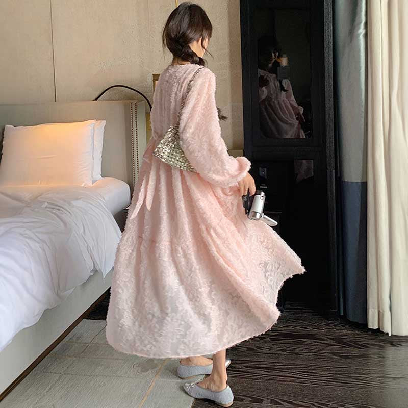 フラワージャガードワンピース(2colors)