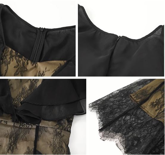 ラッフルケープコンビシアーレースマーメイドワンピース