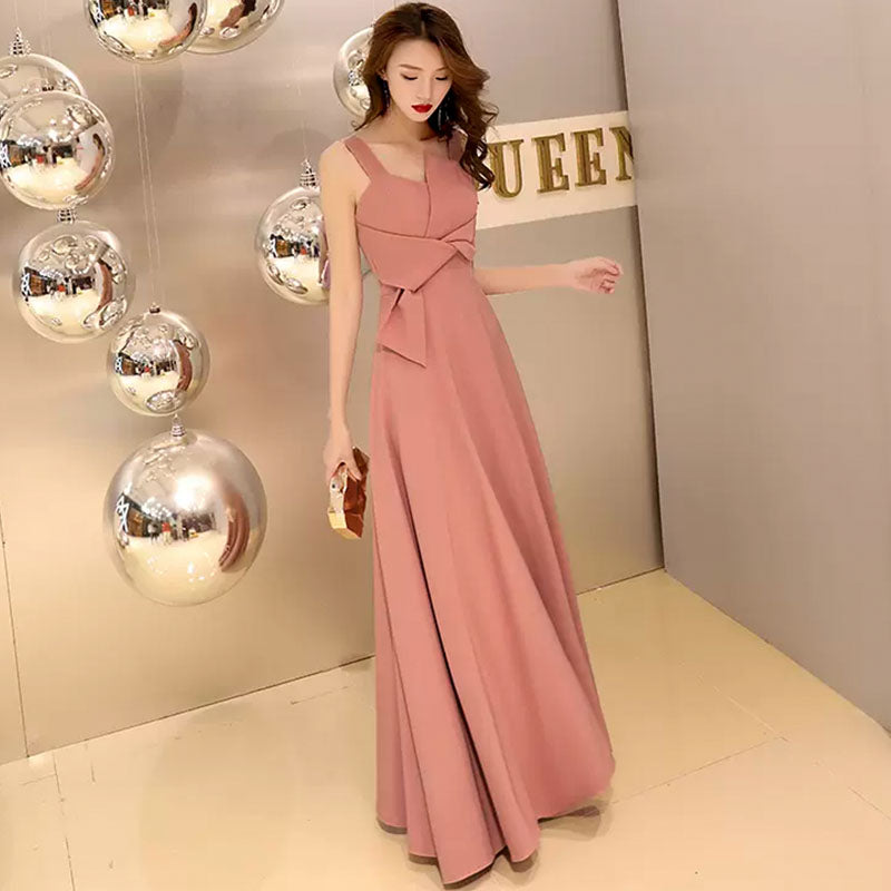 リボンモチーフマキシ丈イブニングドレス