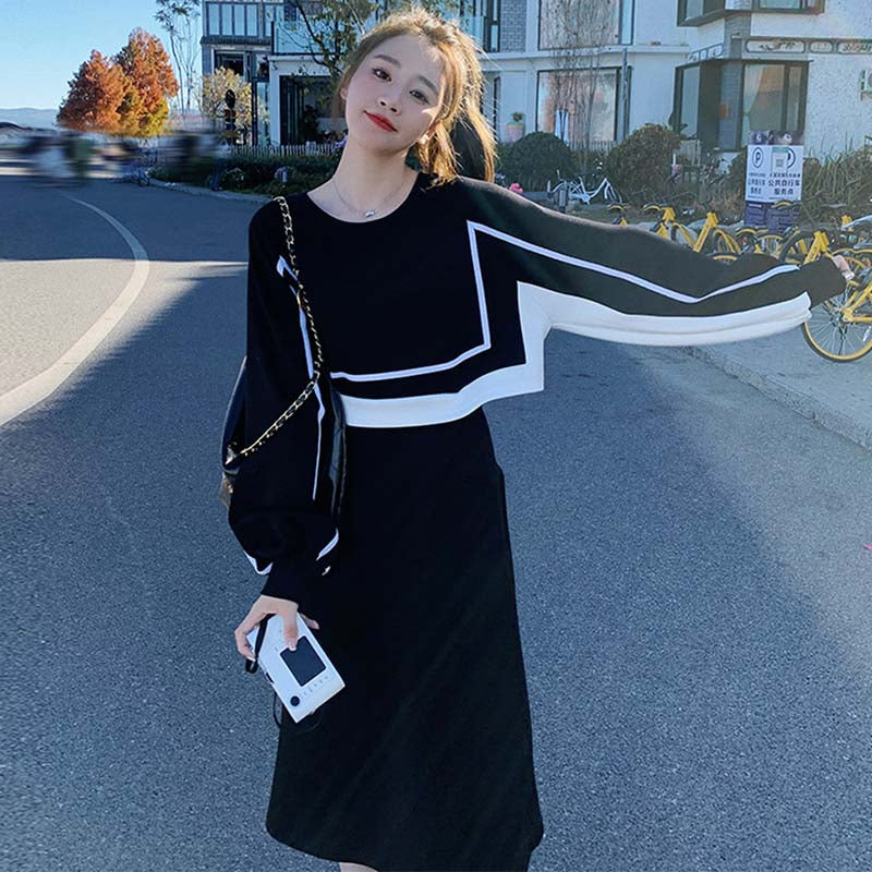 セットアップ風ライン入りワンピース