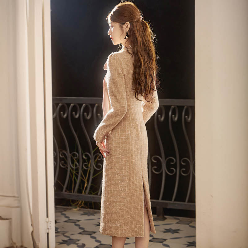 リボンタイツイードワンピース