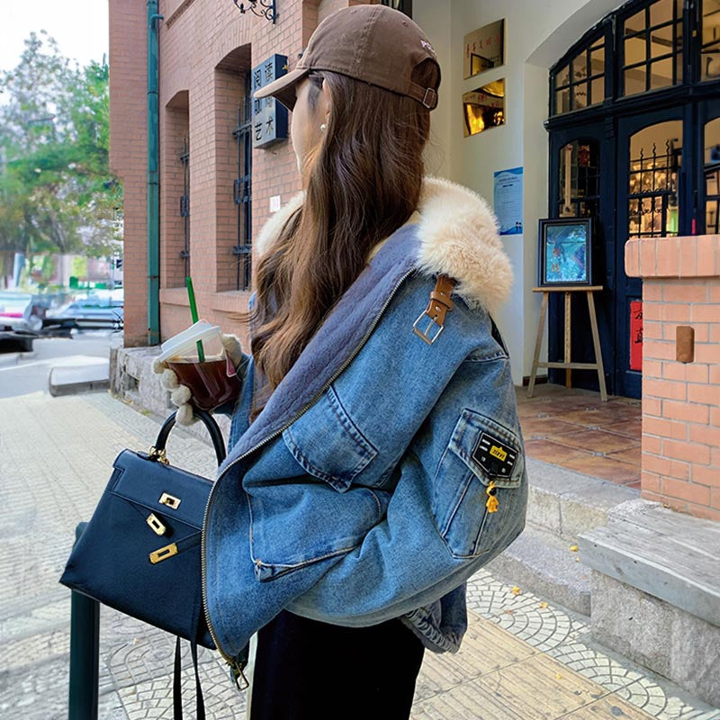 裏フリースデニムジャケット