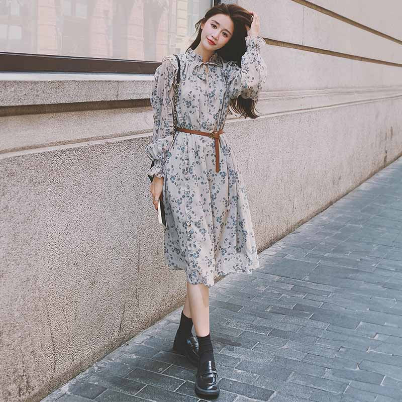 フリルフラワーシフォンワンピース