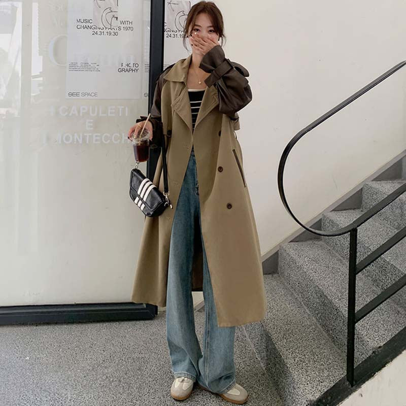 レザータッチ切替ロングトレンチコート