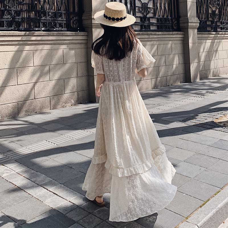 フレア袖レトロワンピース